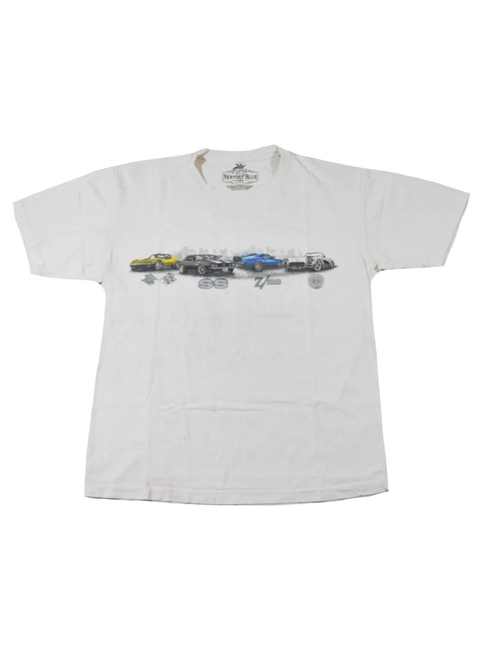 Newport Blue Camaro Z/28 SS Sports Car White Shirt Size Large